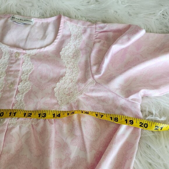 MISS ELAINE Nightgown‎ Small Long Sleeve Gown  TOUCH THE INSIDE Sateen Pink - Picture 6 of 14